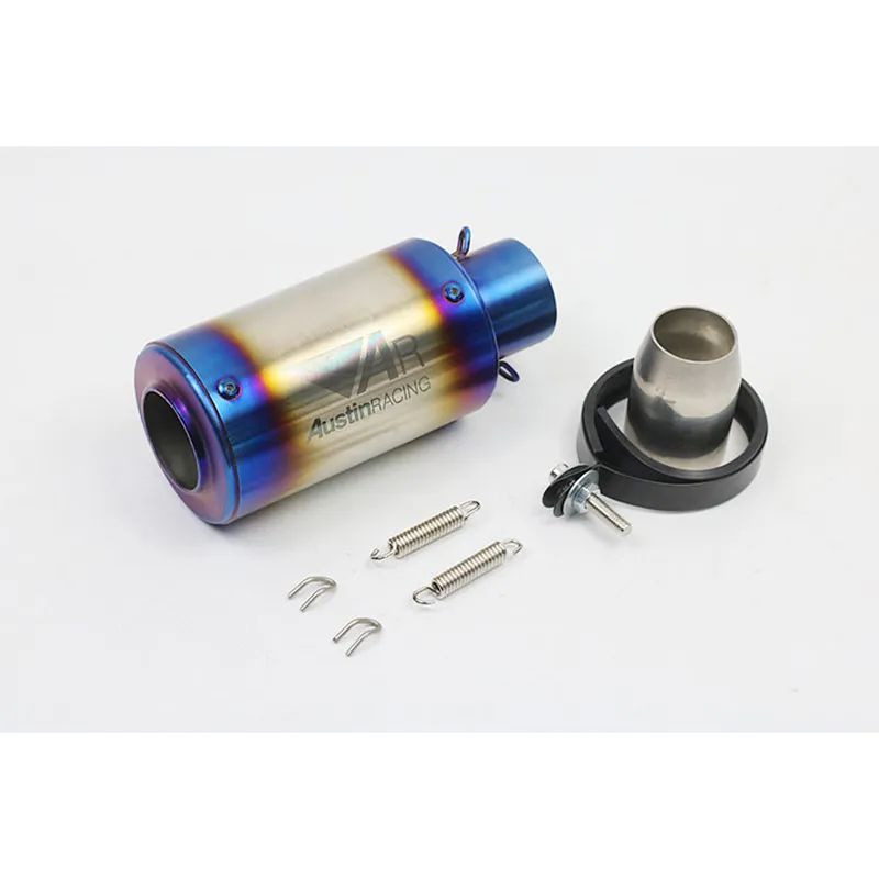 Universal 51mm Slip-On Motorcycle Exhaust Muffler – Stainless Steel Black Tail Tip (245mm)
