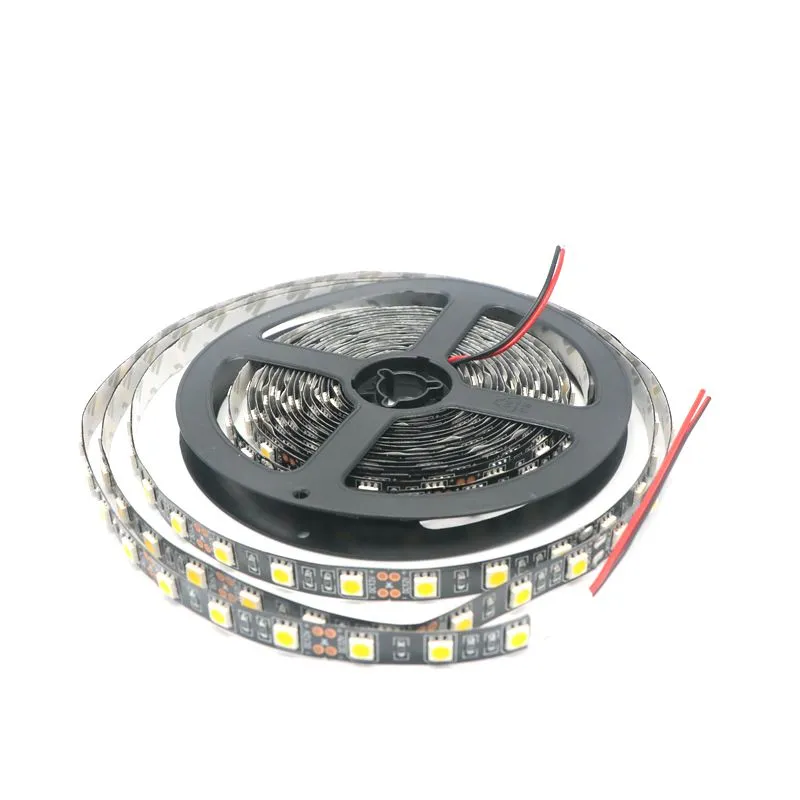 블랙 PCB LED 스트립 5050 IP20 비 방수 IP20 DC12V 60LED / M 20REELS / LOT 유연한 LED 빛 100 미터