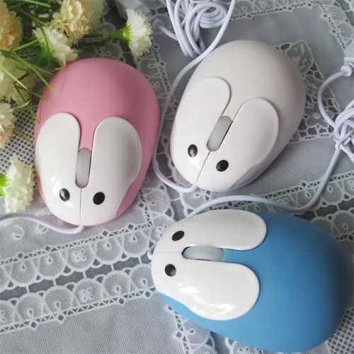 Cartoon Rabbit USB Optical Mouse Comfortable Hands Feel the hare wired Mouse 3D Gaming Light Mice Lovely Animal Mice for Desktop PC Laptops