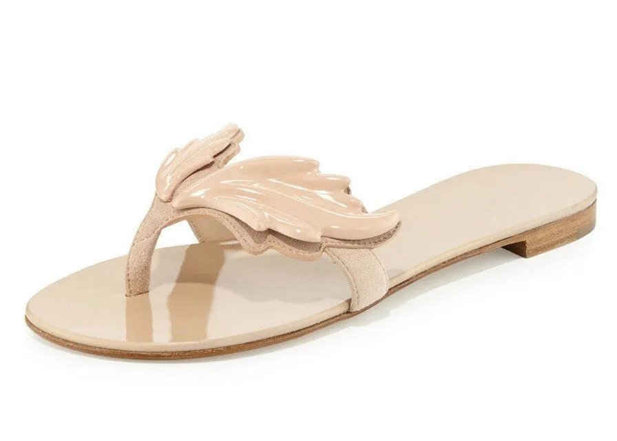 Cruel Summer Designer Flip Flops Silver Gold Sandals Femmes Chaussures plates Feuilles décontractées Femmes ailées Slippers Slip on Zapatos Mujer7819483