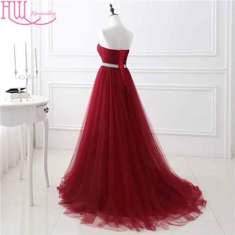 Wunderbare echte Po Burgundy Long Prom Kleider 2017 Schatz billiger Abschlussballkleider Abend Kleidung auf Lager formelle Frauen Party Kleider2416038