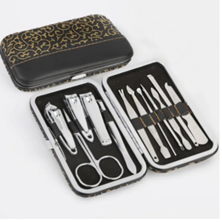 Acciaio inossidabile di alta qualità 12 pezzi Set pedicure / manicure Set tagliaunghie la cura delle unghie Kit la cura della cuticola con custodia in pelle