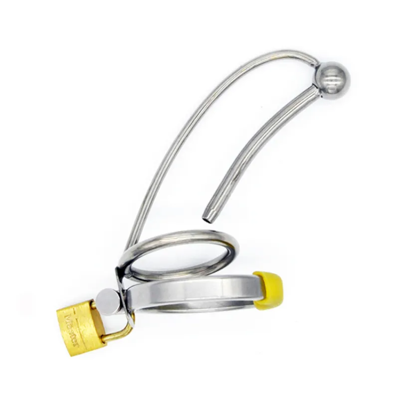 Male Urethral Sound Lock In Chastity Device 4 Rings size Fetish Metal Sex Toy Catheter Insertion Chastity Cage for Men G1034113899