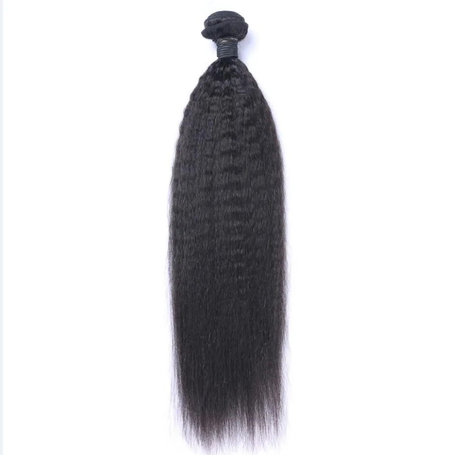 Malaysiska jungfruliga mänskliga hår yaki kinky rak obearbetat remy hår väver dubbla wefts 100g/bunt 1bundle/parti kan färgas blekt