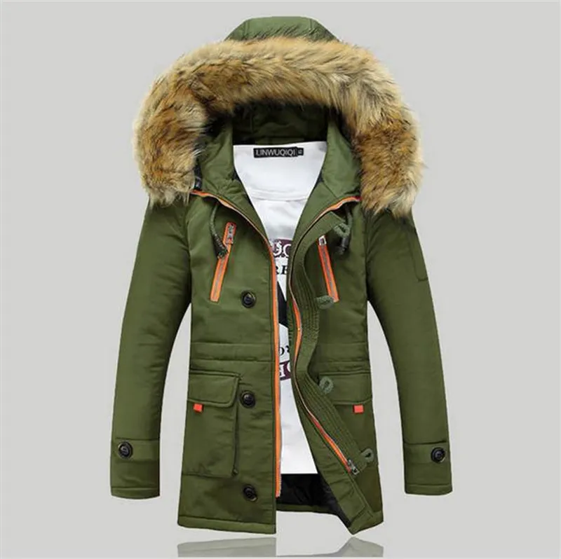 Wholesale- 2015 New Winter Mens Parka Clothing Thicking Men Jacket Coat With Fur Hood high Quality Jackets Men plus size Vestidos hot sale