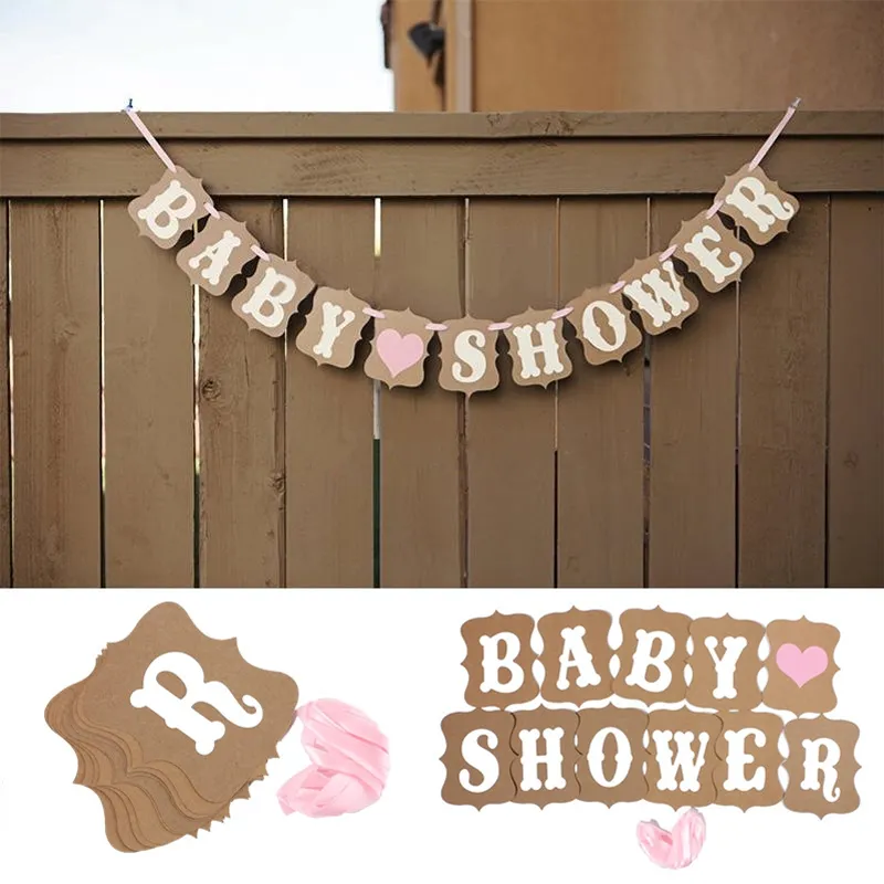 Its A Boy Or Girl Baby Shower Garland Kraft Paper Pennant Flags