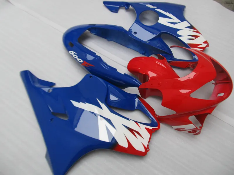 Bezpłatne Customezed Wtryskarka Working Części do HONDA CBR600 F4 1999 2000 Red Blue Body Fairings Set 99 00 CBR600F4