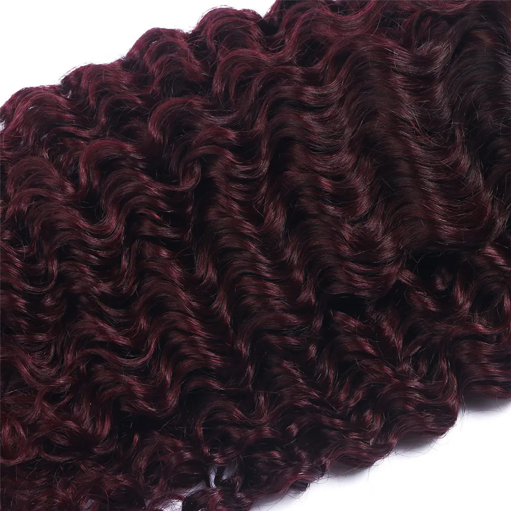 Bundle di capelli umani con onda profonda Ombre Borgogna 3 Pz / lotto 99J Estensioni dei capelli colorati rosso vino Capelli vergini malesi non trattati4424938