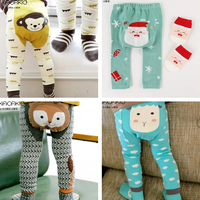 Hose Strumpfhosen Hosen Kinder Leggings Hosen Jungen Mädchen Baby Kleidung 10 Farbkleidung süße Cartoon -Leggings Socken zwei Sets 1553