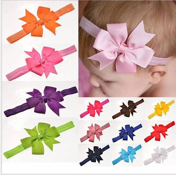 Baby-Bowknot-Haarband, 20 Farben, Seide, Haarseil, gestricktes elastisches Stirnband, Stirnbänder, Baby-Haarband