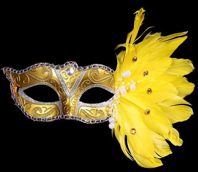 Målade fjädermasker Julmusoleum Masquerade Masks Venetian Princess Masks