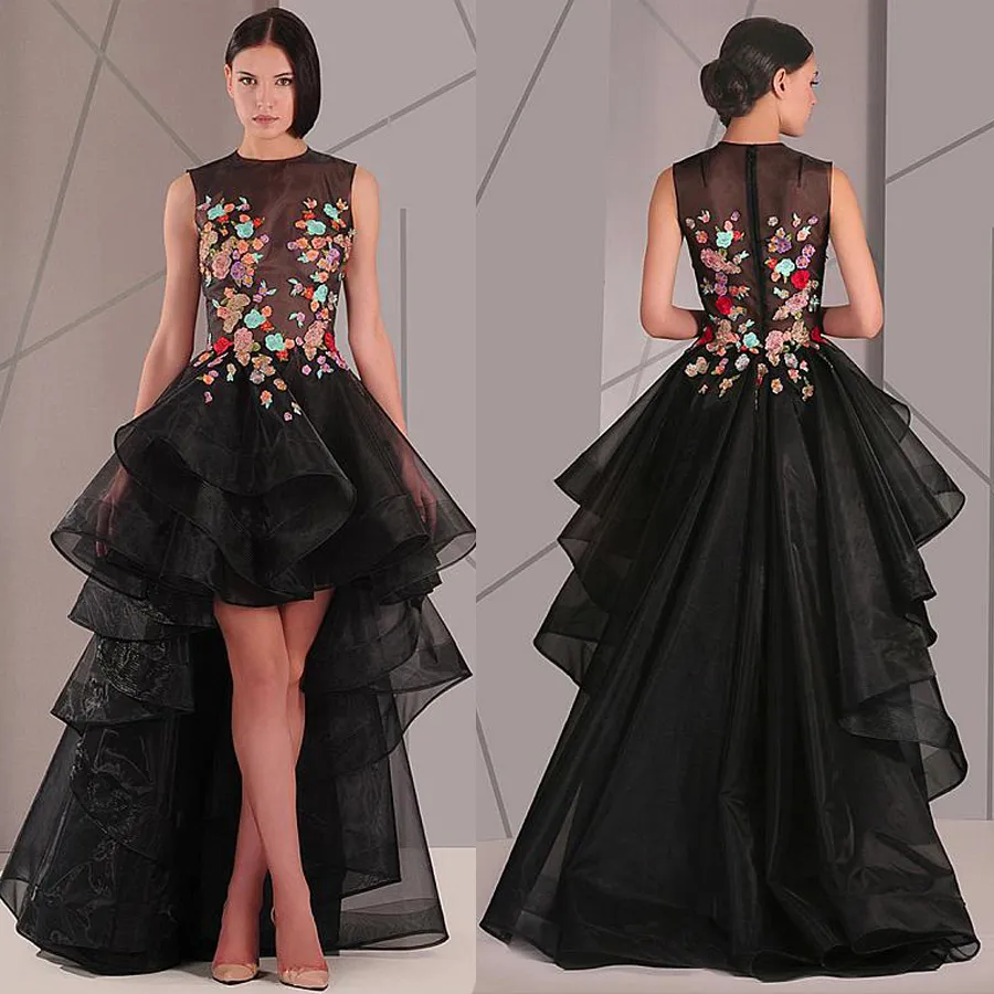 Chiffon Jewel Embroidery Black Prom Dress Chiffon Jewel Embroidery Black Prom Dress