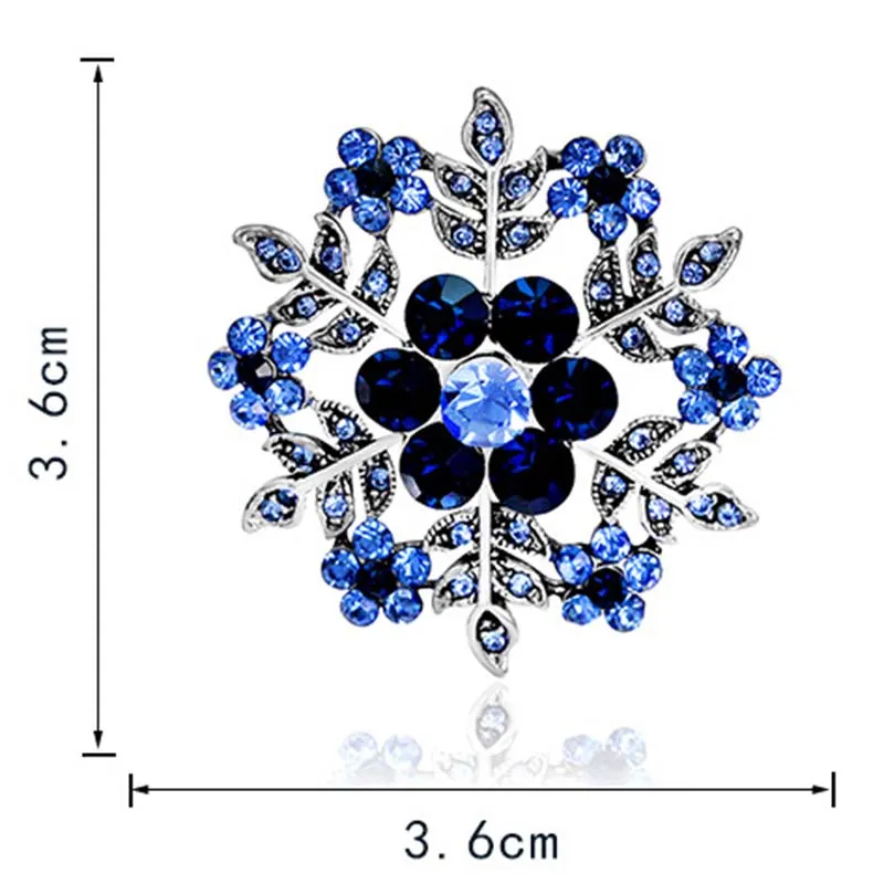 Snowflakes Broche Rhinestone Christmas Broche Pins Cristal grande floco de neve de neve de inverno Broches para mulheres