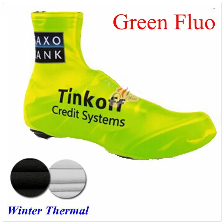 Tinkoff Saxo Bank 사이클링 신발 커버 자전거 신발 커버 / Pro Road Racing 자전거 신발 커버 사이즈 S-3XL 남성용 / 여성용 Green Yellow Fluo
