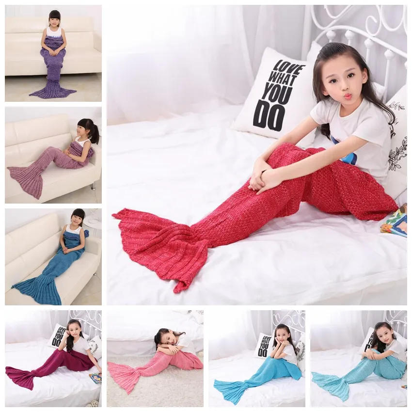 Coperte a coda di sirena per bambini Coperte di squalo sirena Coperte di sirena Sacco a pelo Costume Biancheria da letto Coperta per divano lavorata a mano Regali di Natale F131