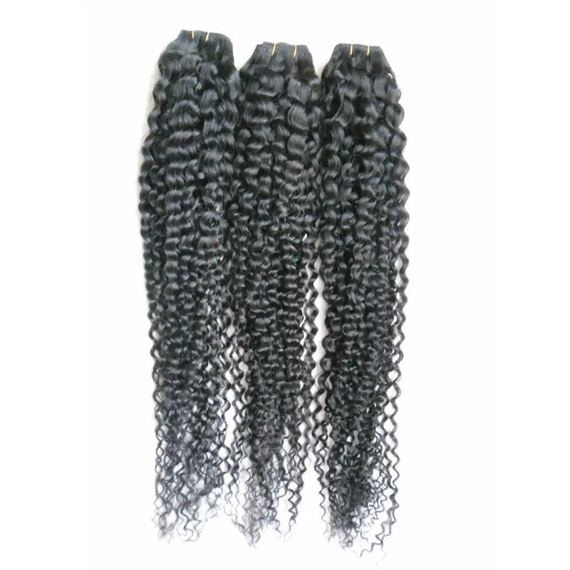 Tissage de cheveux humains vierges crépus bouclés brésiliens noirs 300g tissage crépus bouclés extensions de cheveux brésiliens vierges non transformés faisceaux 