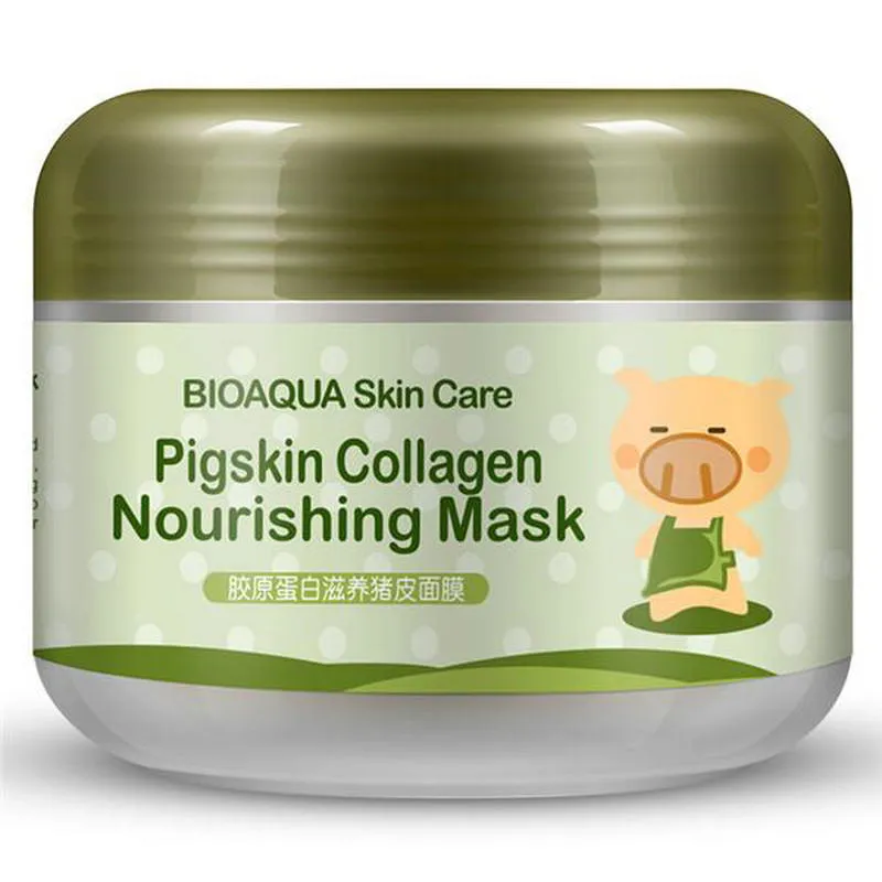 BIOAQUA Maschera nutriente al collagene di collagene la cura della pelle Maschera all'argilla gonfiata Bubble Argilla Elizavecca Maschera il sonno idratante al piggy