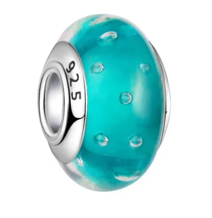 Top Qaulity 925 Sterling Silver Murano Lampwork Glass Beads Charm Big Hole Loose Beads For Pandora European Bracelet Necklace 5 Colo