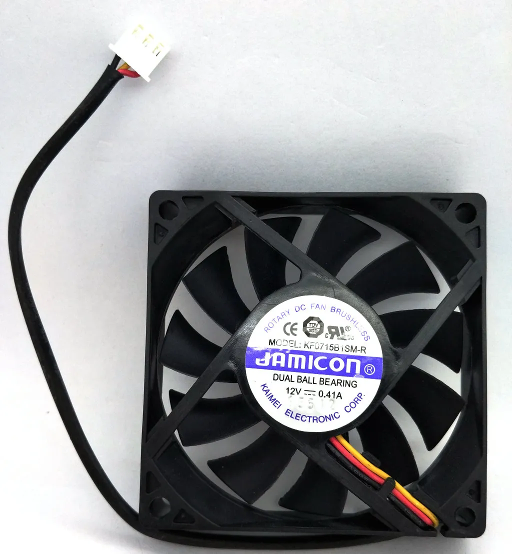 New Original JAMICON KF0715B1SM-R DC12V 0 41A 70 70 15MM 7CM Two Ball Bearing 3 Lines Cooling fan2491