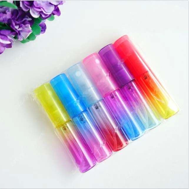 5ML Colorful Mini Perfume Pump Atomizer Refillable Fine Mist Gradient Color Glass Spray Empty Bottle 5Gram Travel Size