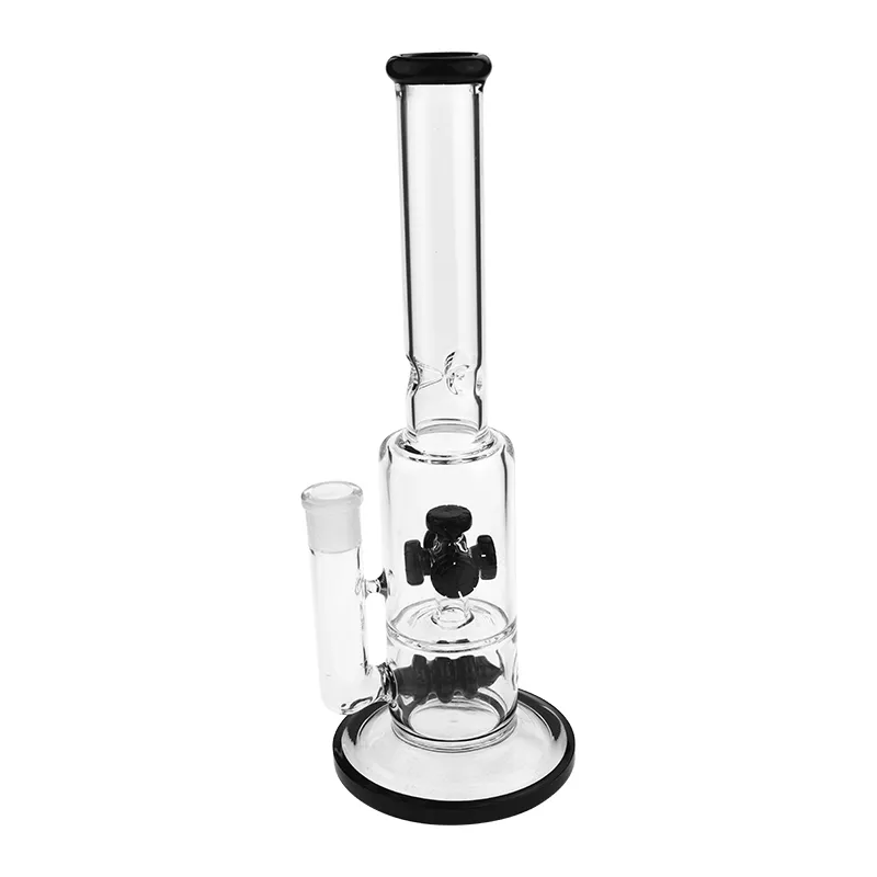 Mais novo pesado folha de vidro da tubulação de água de vidro bongs percolator 18mm fêmea conjunta cor preta ES-GB-101