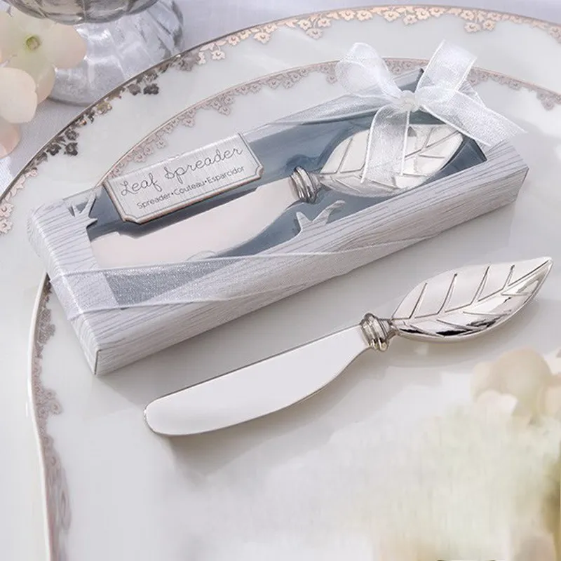 wedding favors gifts party "spread the love" stainless steel maple leaf butter knife spreader souvenirs box packing