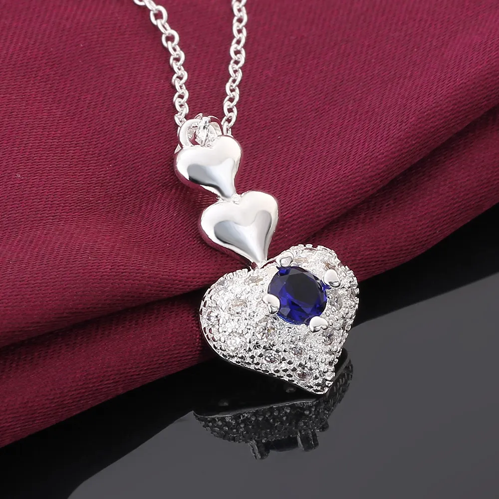 925 Sterling silver Austrian crystal heart pendant necklace & earrings Fashion Jewelry Set Beautiful Valentine's Day gift 