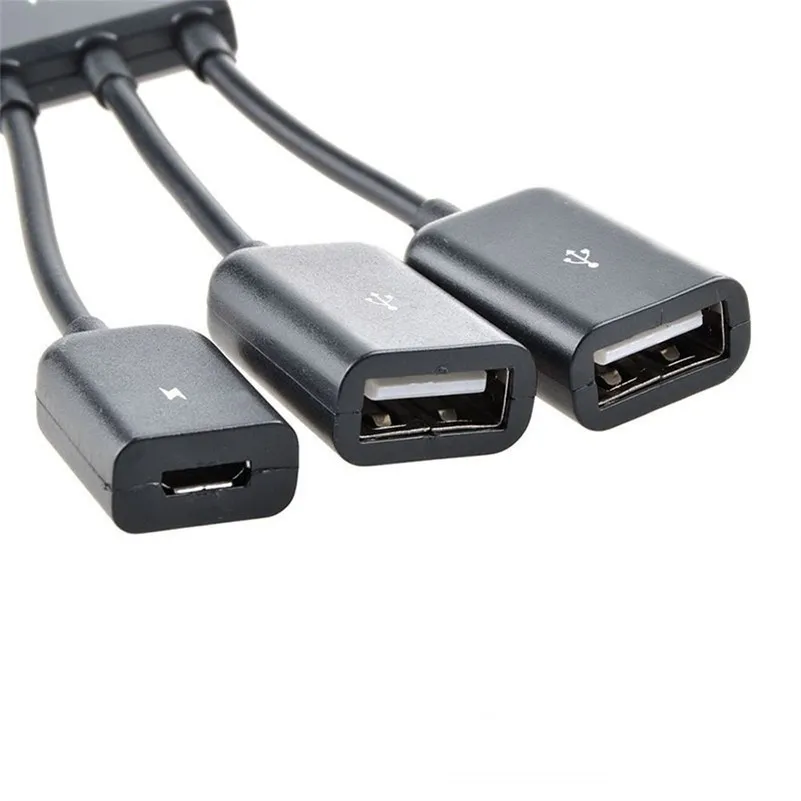 3 i 1 Micro USB Power Laddning OTG HUB Kabeladapter Converter Extender för mobiltelefoner för Samsung Galaxy 