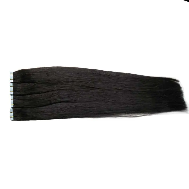 İnsan saç 200g Doğal renk Bant İnsan saç uzantıları kullanımında 80 adet Düz Brezilyalı PU Cilt Atkı Saç