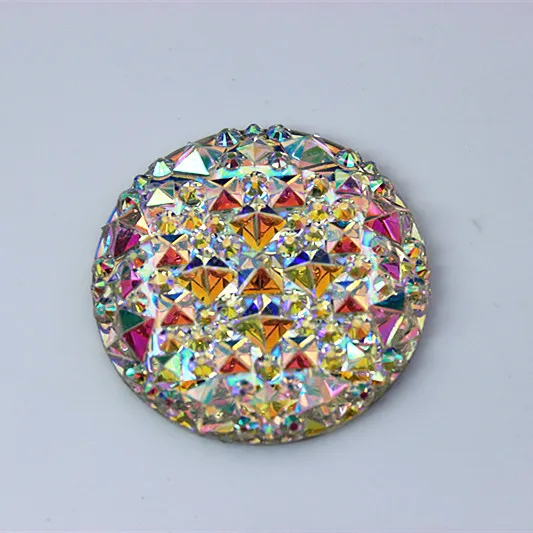 30mm AB Color Round Shape Resin Rhinestones Crystal Flatback Buttons Beads For Jewelry Accessories Crafts ZZ521