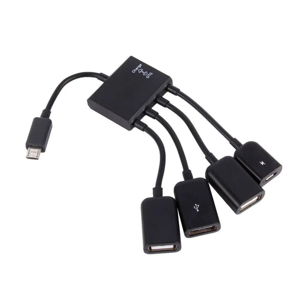 Livraison gratuite Hub USB 4 ports Micro USB OTG Connecteur Spliter pour Smartphone Ordinateur portable Tablette PC Alimentation Charge USB Hub Câble Universel