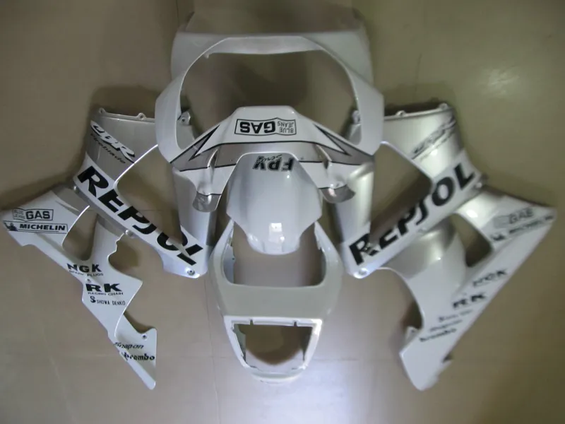 Injectie Gegoten 100% Fairing Kit voor HONDA CBR900RR 00 01 Wit Silver Backings Set CBR929RR 2000 2001 OT23