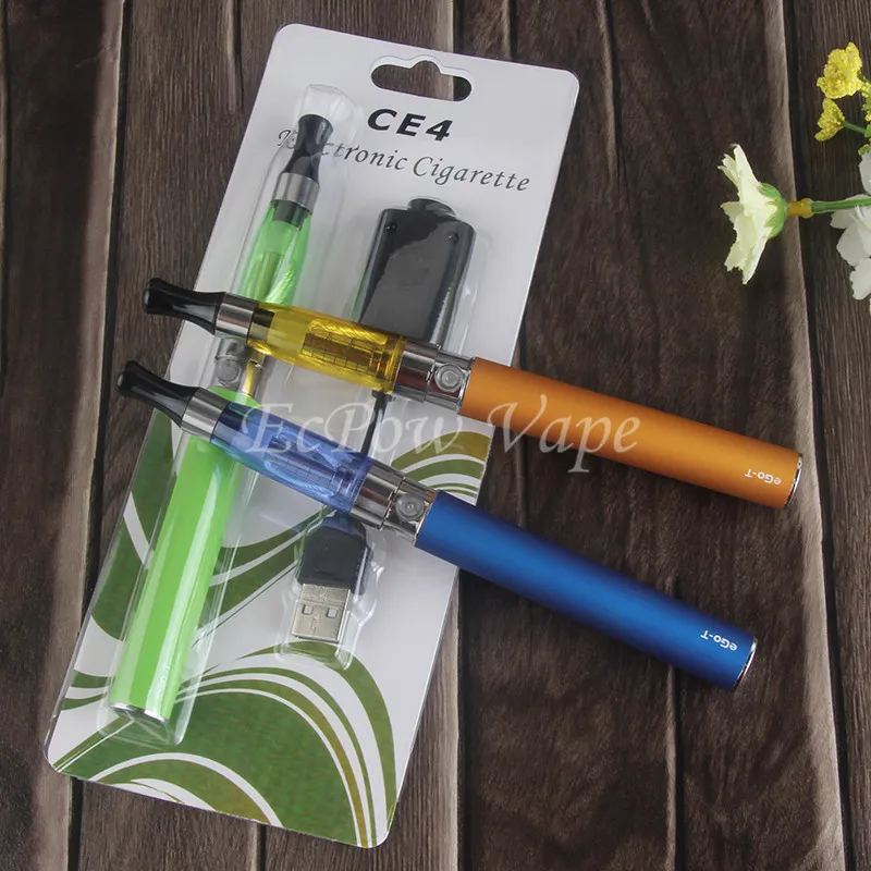 Ego t CE4 Vape Pen Starter Kit для электронного испарителя ECIG 650MAH/900MAH/1100MAH Электронная сигарета Evod Evod CE4 Blister Pack Одиночные комплекты