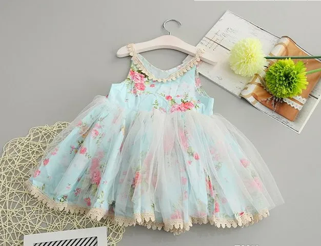 uutrade / 2017 été bébé fille dentelle fleur robe Infant Floral Princesse voile du parti Tutu robe robes enfants Vêtements