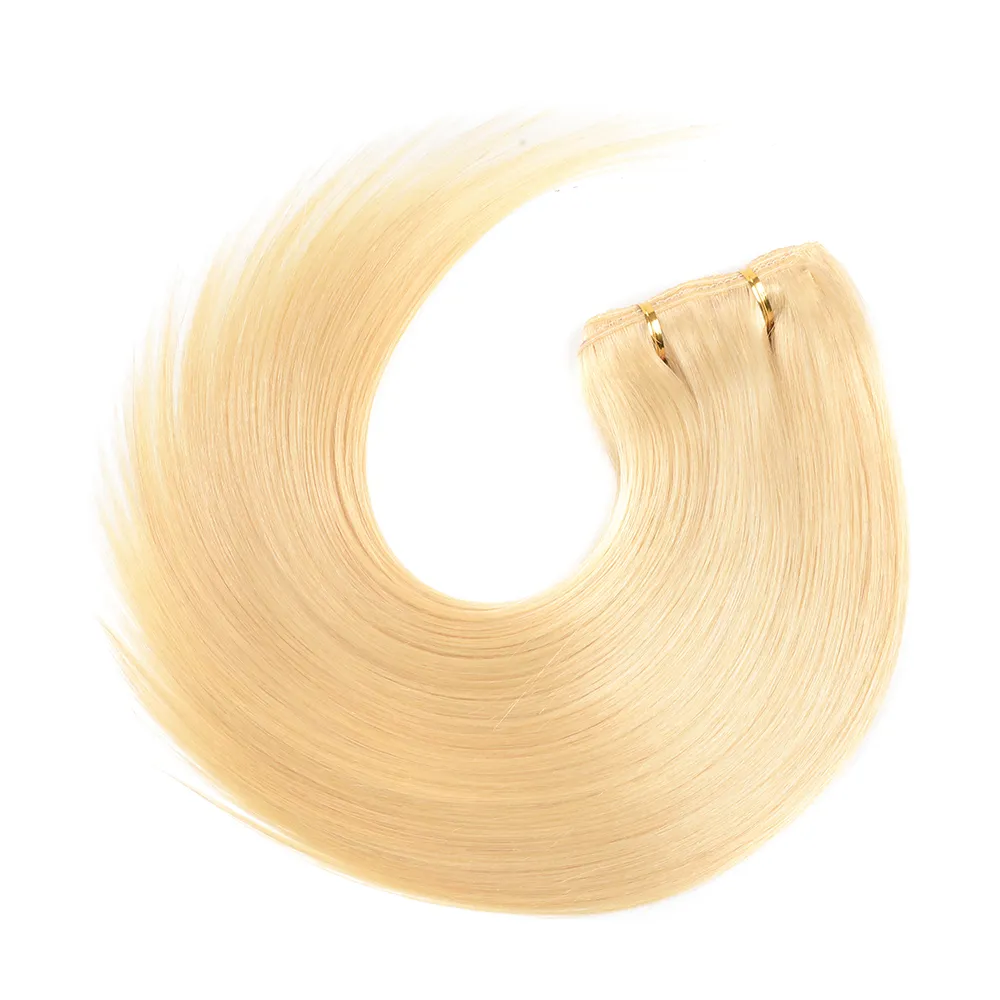 ELIBESS Remy Vierge Européenne Pince À Cheveux En Extensions 120g Clip En Droite Extensions De Cheveux Blonde Clip En Extensions de Cheveux Humains