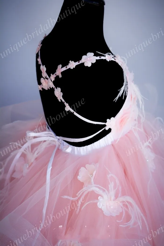 Robes de communion pour petites filles avec jupe à volants et bretelles croisées au dos, vraies photos, robe de bal, jolie robe de fille à fleurs blush