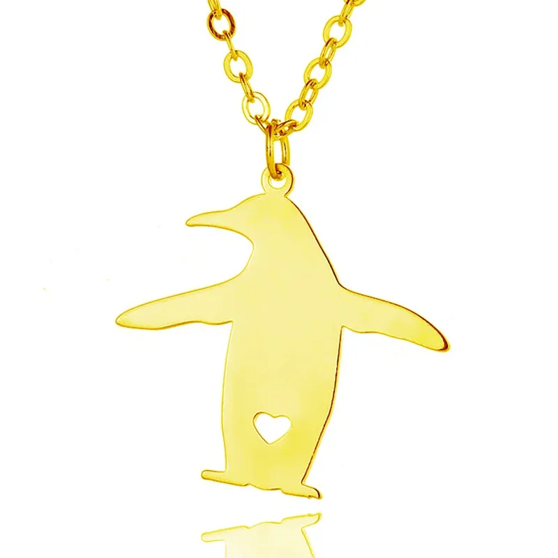 Collier pendentif pingouin en acier inoxydable, chaîne à maillons à breloques animaux, bijoux pour femmes et hommes, cadeaux pour enfants, vente en gros