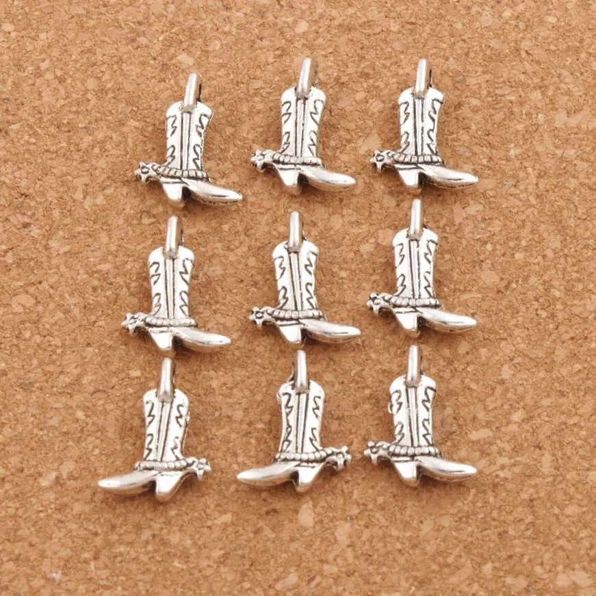 Star Cowboy Boots Shoes Charm Beads 150pcs lot Antique Silver Pendants Jewelry DIY L390 17 2x13mm1849