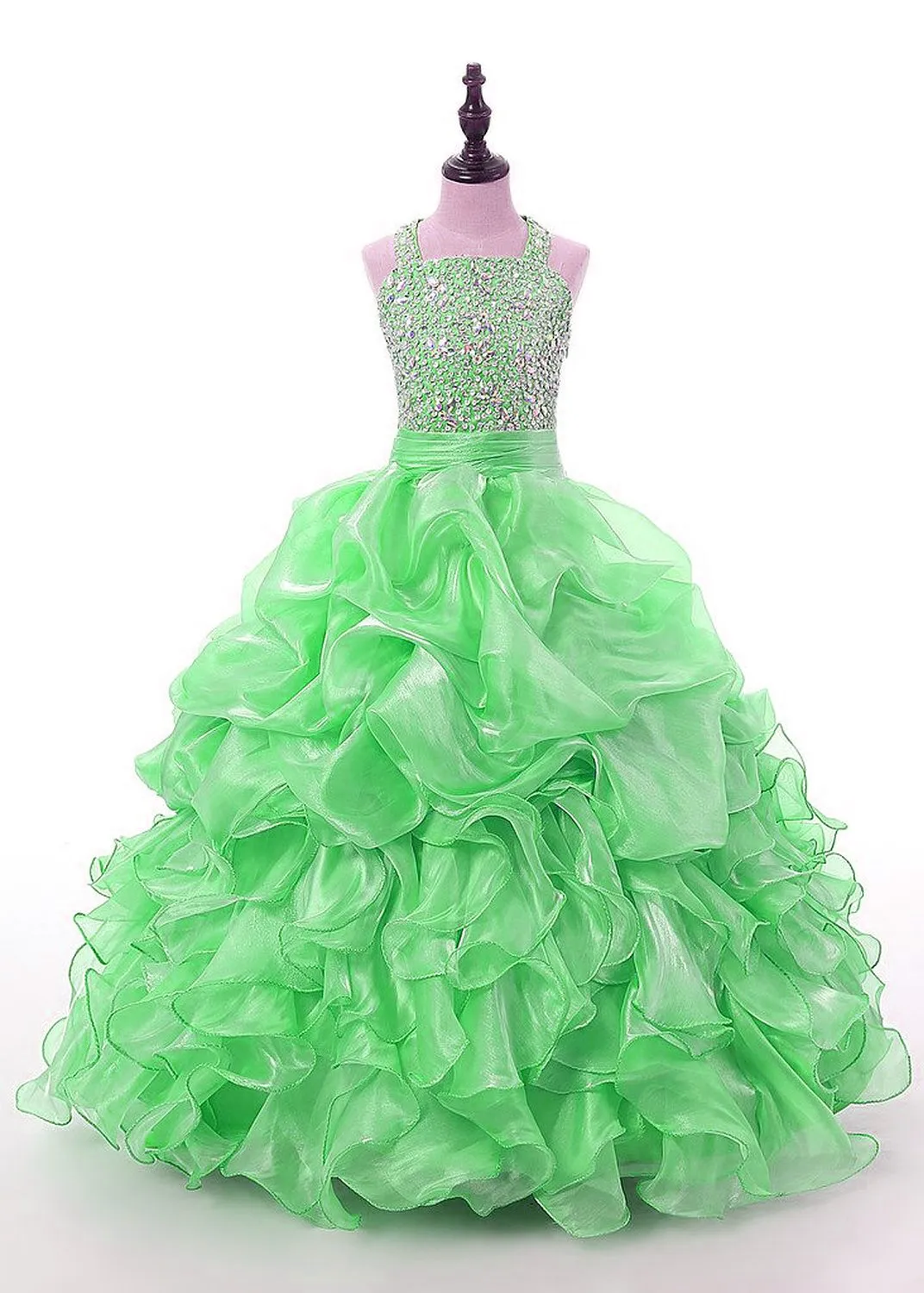 VeraQueen Girl's Off-Shoulder Princess Dress – Sparkly Tulle Pageant Dress For Birthdays & Parties (Turquoise) - View #4