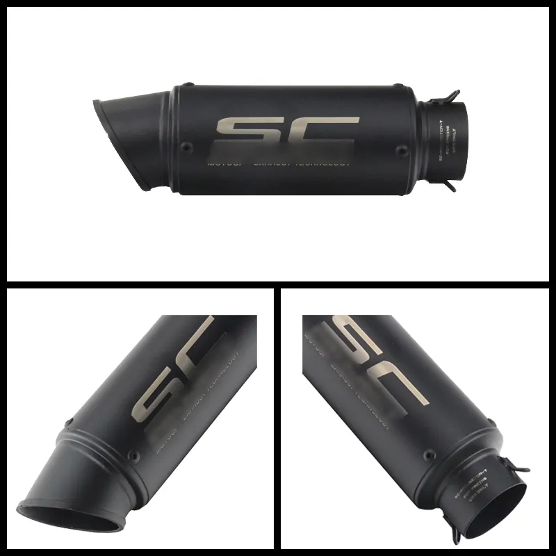 Stainless Steel Black Motorcycle Exhaust Pipe 300mm Laser Marking SC ...
