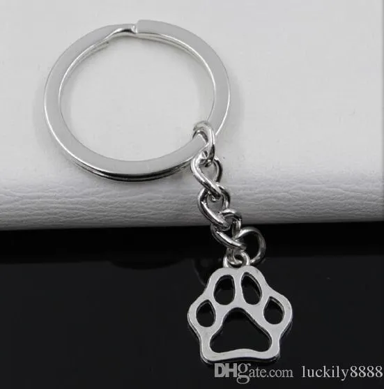 패션 열쇠 고리 Keychain 보석 실버 도금 개 곰 발 19 * 17mm 매력