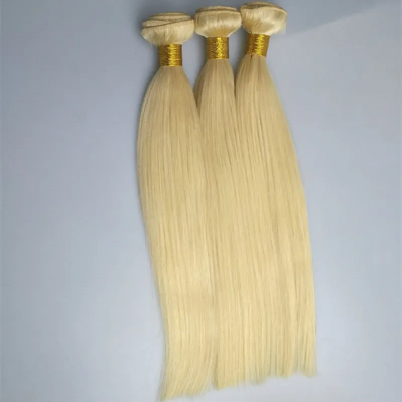 Cheveux vierges brésiliens 613 couleur 3 paquets 100gpcs 613 blond platine droite4781192