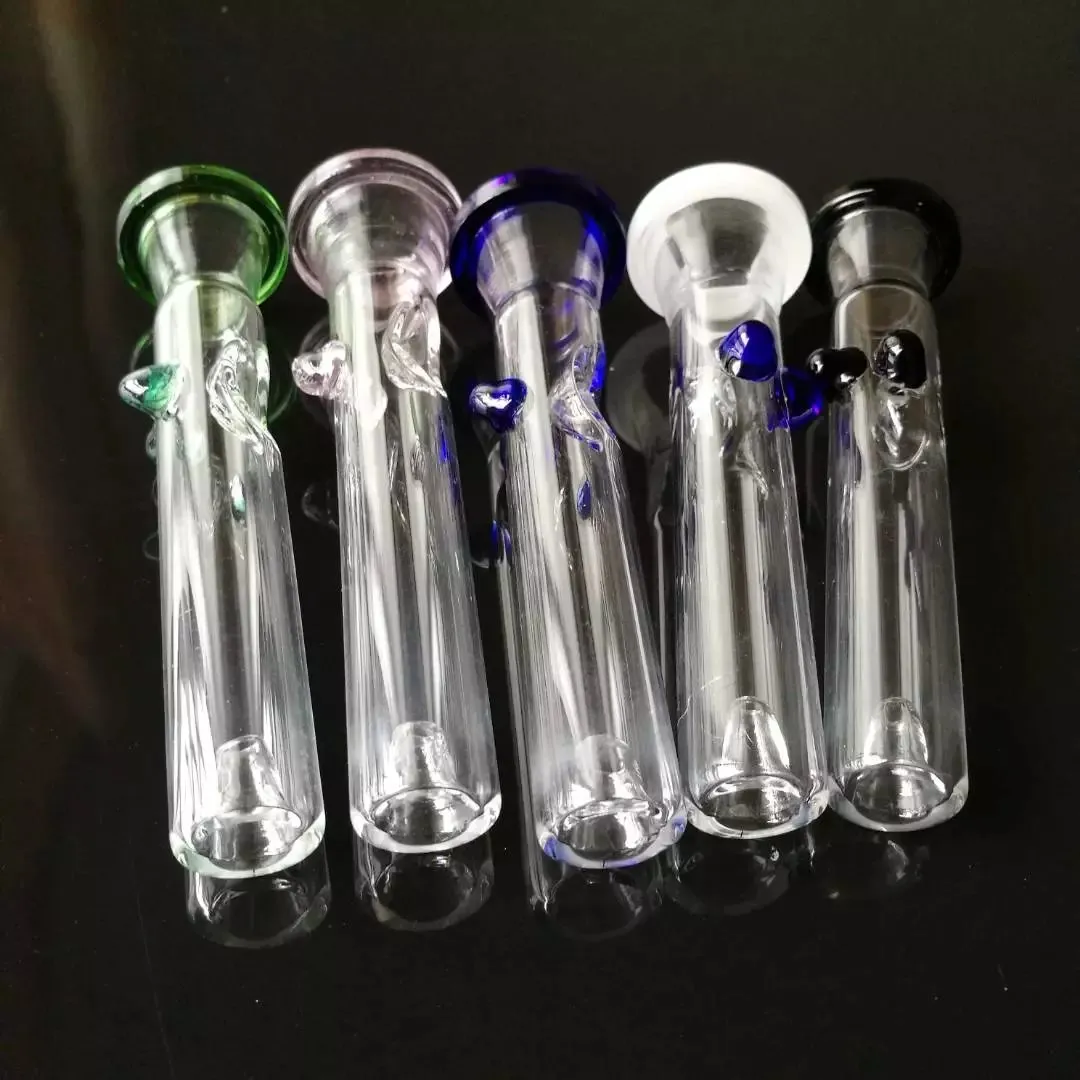 Sprayed Glass T-Shaped Chimney Bongs Tillbehör, Unikt oljebrännare Glas Bongs Rör Vattenrör Glasrör Olje Rigg rökning med dropper