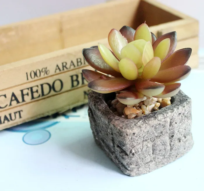 Artificial Green Potted Emulational Succulents Small Plant With Pots for Home Garden Wedding Table Birthday Christmas Party Decor