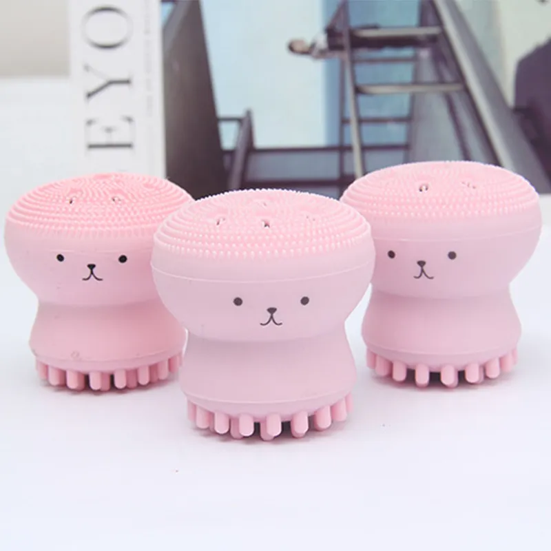 HF002 Wash Brushes Super Little Cute Octopus Face Cleaner Massage Soft Silicone Facial Brush Face Cleansers Blackhead Spot Acne Amazon sale