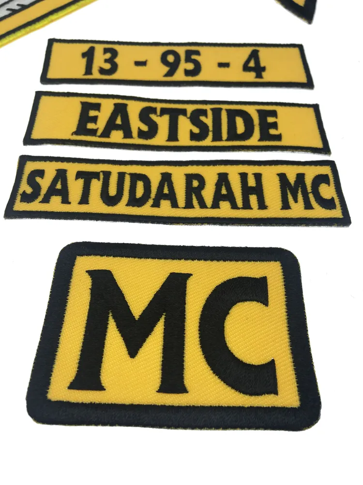 New Arrival SATUDARAH MC Embroidered Iron On Patch Motorcycle Biker Jacket Vest Patch for Full Back Size Rider Patch G0397 