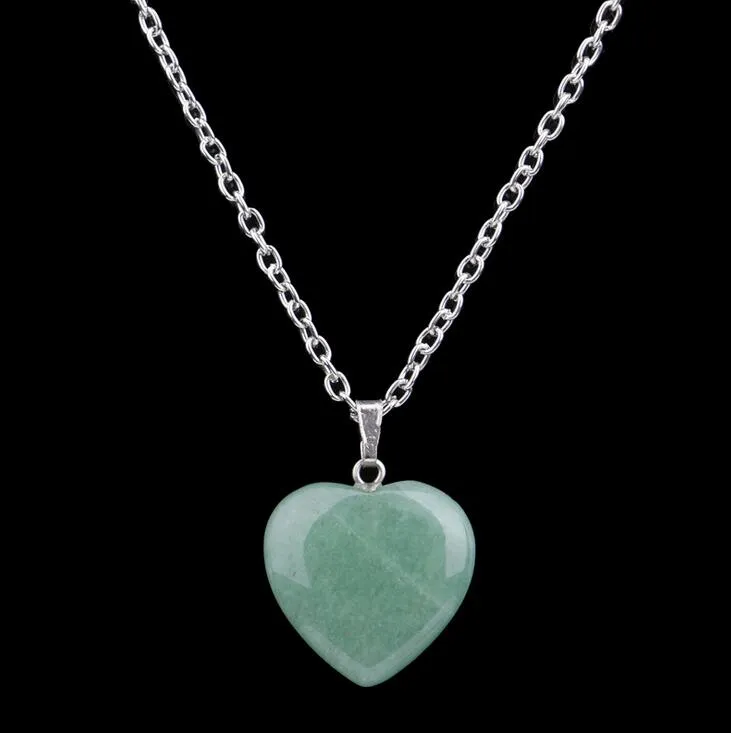 Hot sale Hot new turquoise stone pendants turquoise crystal peach heart natural stone necklace WFN003 with chain a 