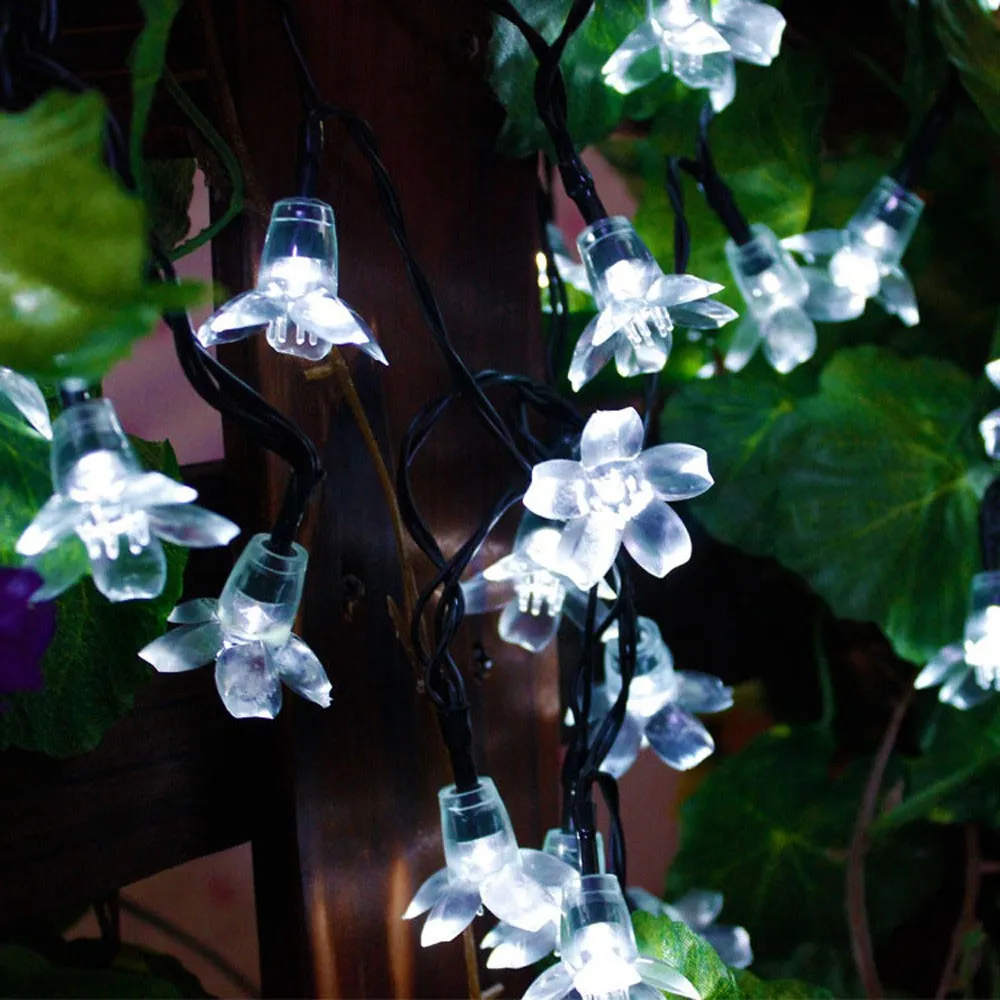 LED Solar Fariy String 7m 50led Cherry Brzoskwinia Blossom Wedding Flower Party Garden Light Outdoor Festival Urodziny Lampy Dekoracji Ślub