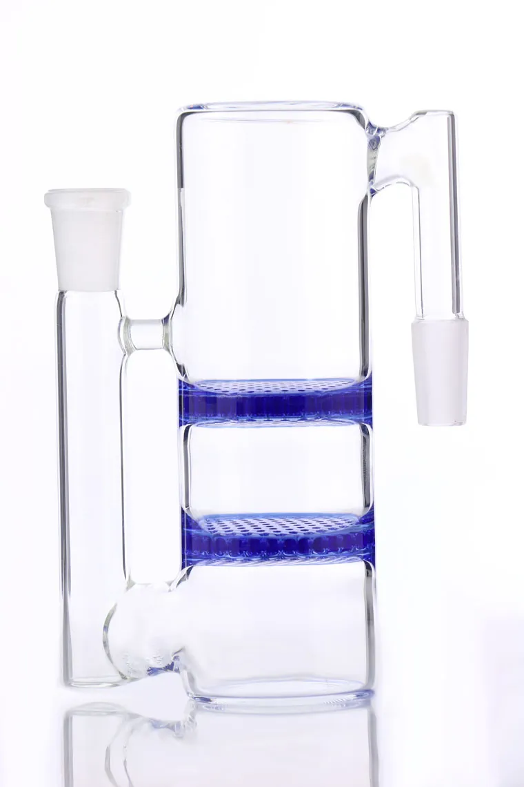 물 담뱃대 애쉬 포수 이중 벌집 Perc Bong Ashcather 14mm 다른 색상 및 월풀 유리 수도관 18mm