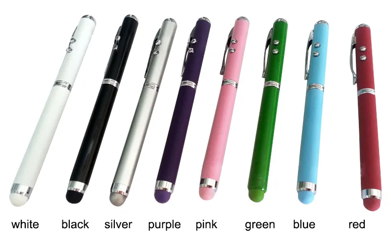 4 в 1 Laser Pointer светодиодном экране STRACK ECREE STYLUS BALL PEN для смартфона Drop Whole6557656